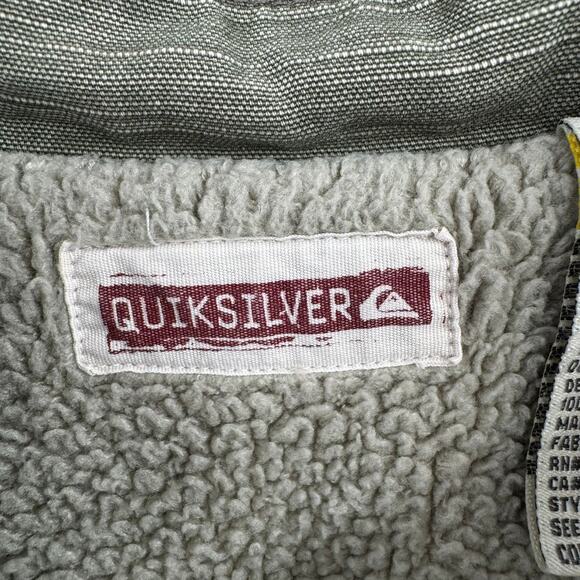 Vintage 90s QuikSilver Sherpa Lined Jacket Shacket Mens XL Green Military Chore - Picture 8 of 13